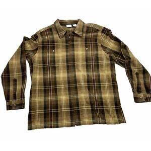 Carolina Colors Zip Up Flannel Shirt Womens XL Brown And Beige Cotton 100%